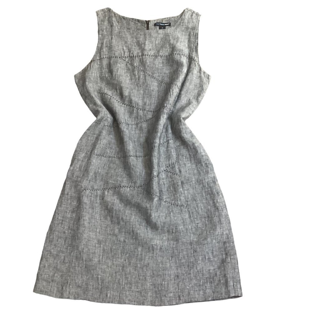 Saint Tropez West Washable Linen Sleeveless Sheath Dress Sz 14 Gray 123A - Picture 5 of 8